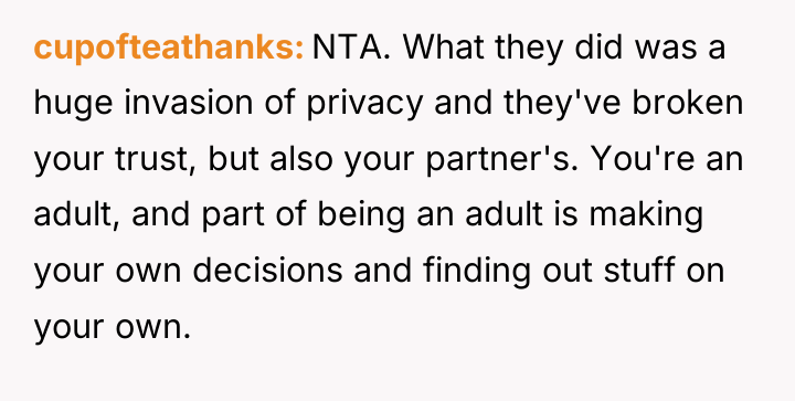 cupofteathanks NTA. What they did was a huge invasion of...