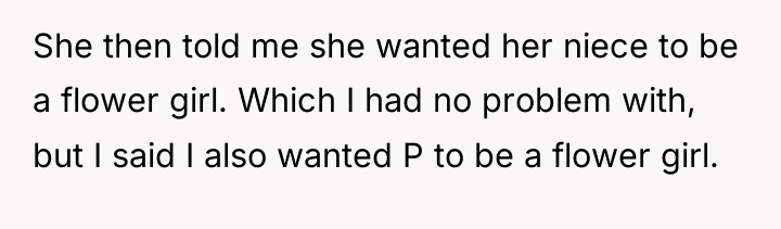 She then told me she wanted her niece to be...