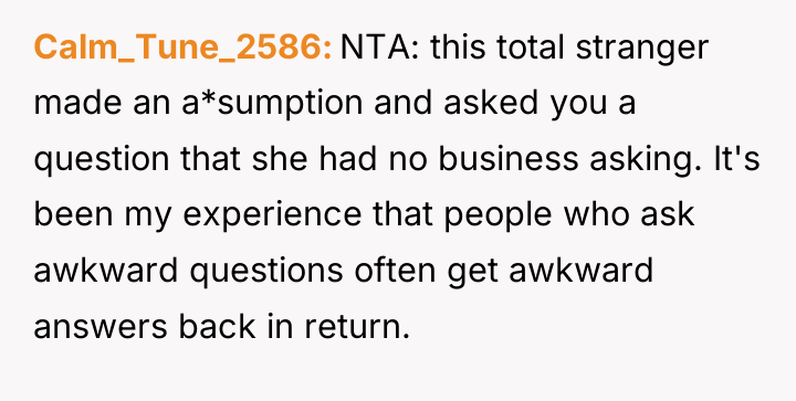 Calm_Tune_2586 NTA: this total stranger made an a*sumption and asked...