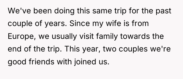 We've been doing this same trip for the past couple...