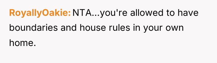 RoyallyOakie NTA...you're allowed to have boundaries and house rules in...