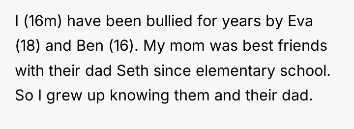 I (16m) have been bullied for years by Eva (18)...