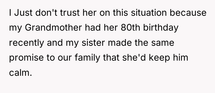 I Just don't trust her on this situation because my...