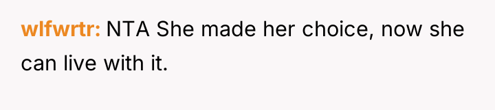 wlfwrtr NTA She made her choice, now she can live...