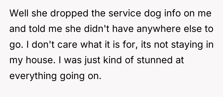 Well she dropped the service dog info on me and...