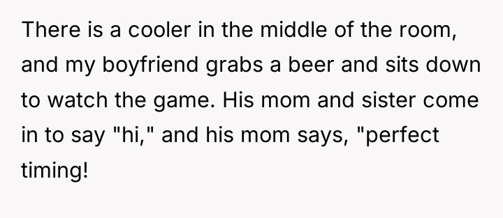 There is a cooler in the middle of the room,...