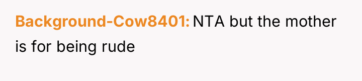Background-Cow8401 NTA but the mother is for being rude