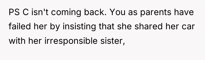 PS C isn't coming back. You as parents have failed...