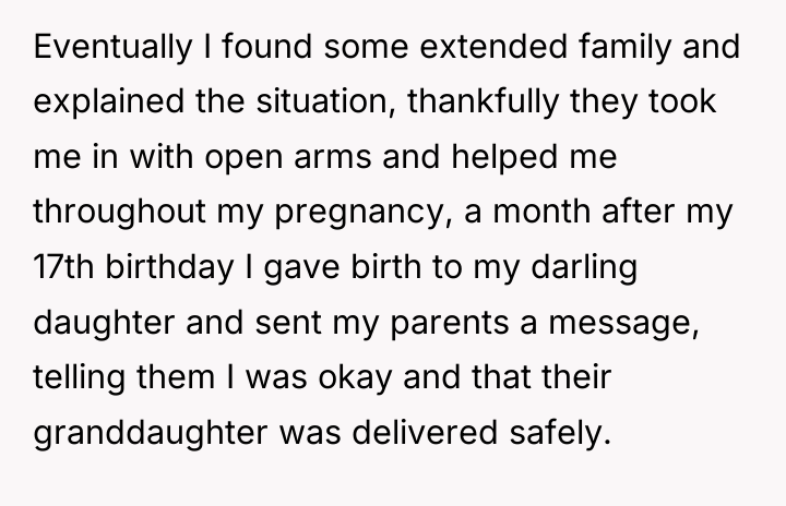 Eventually I found some extended family and explained the situation,...