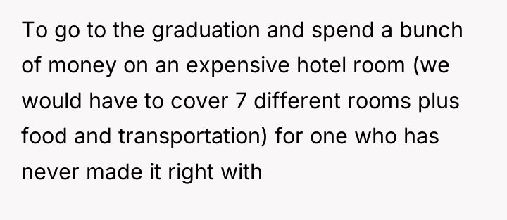 To go to the graduation and spend a bunch of...