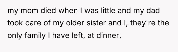 my mom died when I was little and my dad...