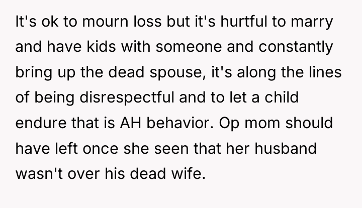It's ok to mourn loss but it's hurtful to marry...