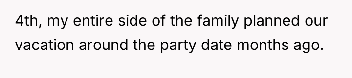 4th, my entire side of the family planned our vacation...