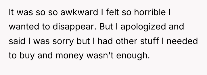 It was so so awkward I felt so horrible I...