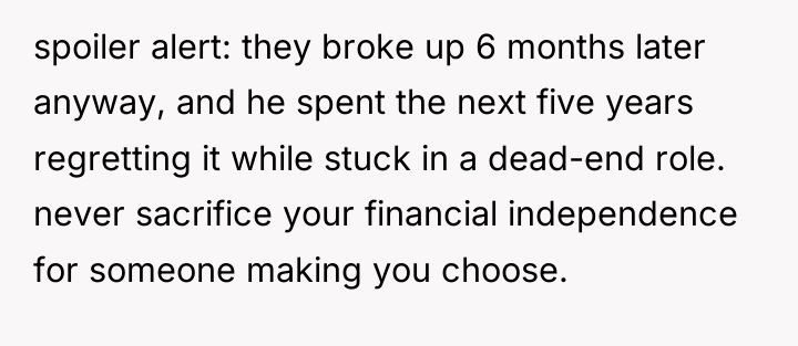 spoiler alert: they broke up 6 months later anyway, and...