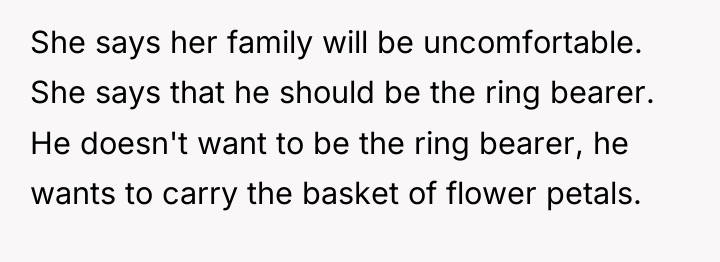 She says her family will be uncomfortable. She says that...