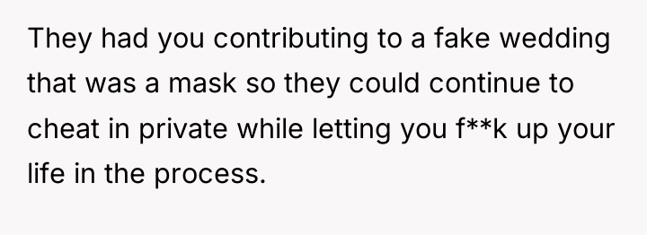 They had you contributing to a fake wedding that was...