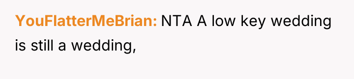 YouFlatterMeBrian NTA A low key wedding is still a wedding,