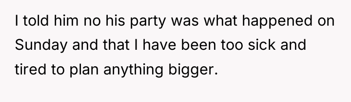 I told him no his party was what happened on...