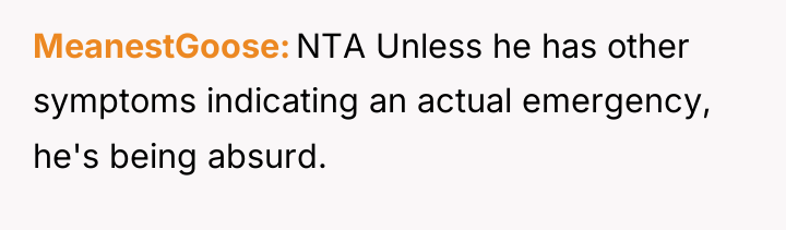 MeanestGoose NTA Unless he has other symptoms indicating an actual...