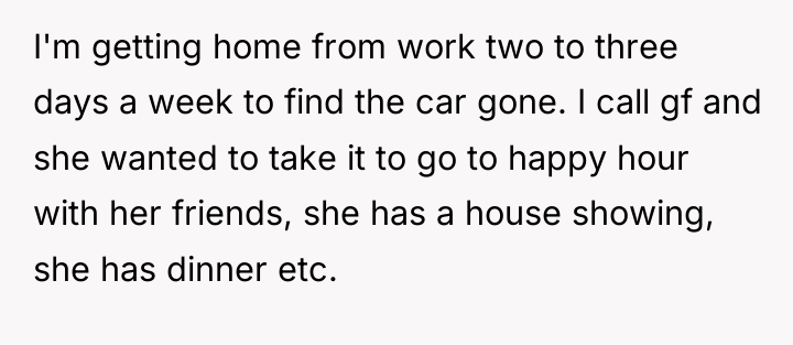 I'm getting home from work two to three days a...