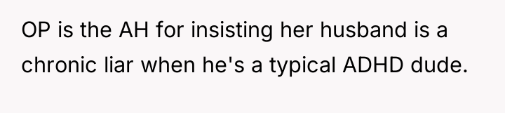 OP is the AH for insisting her husband is a...