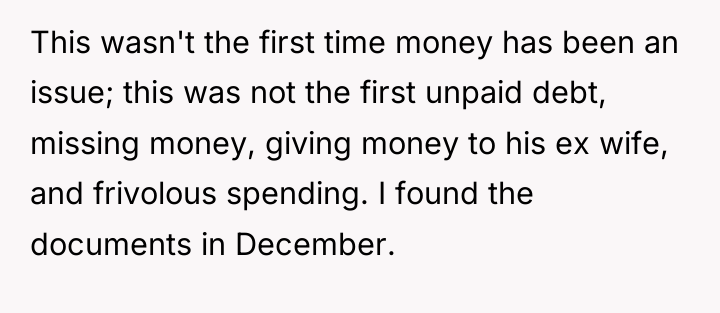 This wasn't the first time money has been an issue;...