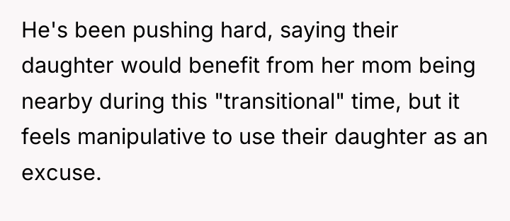 He's been pushing hard, saying their daughter would benefit from...