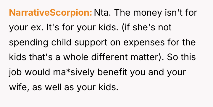 NarrativeScorpion Nta. The money isn't for your ex. It's for...