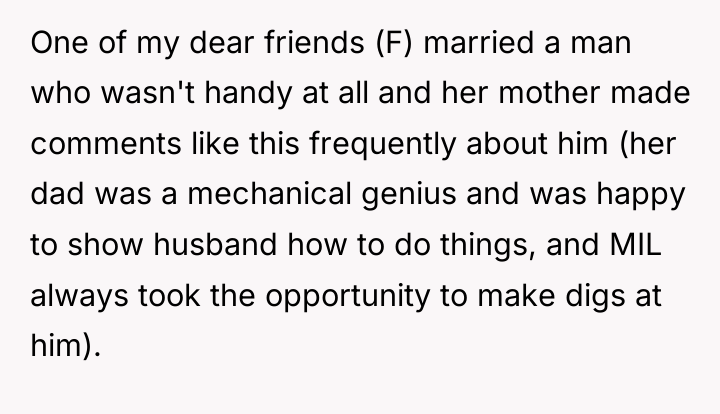 One of my dear friends (F) married a man who...