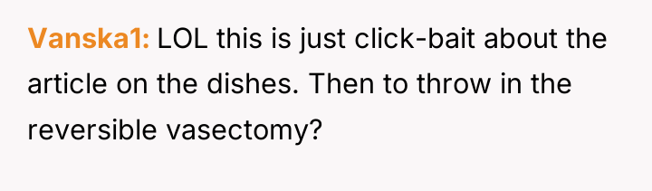 Vanska1 LOL this is just click-bait about the article on...