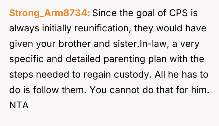 Strong_Arm8734 Since the goal of CPS is always initially reunification,...
