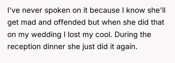 I've never spoken on it because I know she'll get...