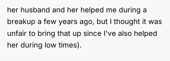 her husband and her helped me during a breakup a...