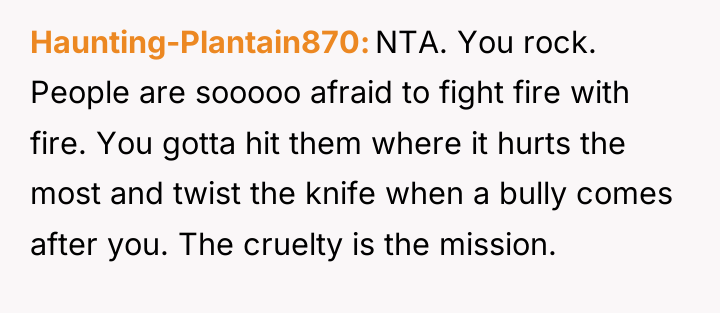 Haunting-Plantain870 NTA. You rock. People are sooooo afraid to fight...