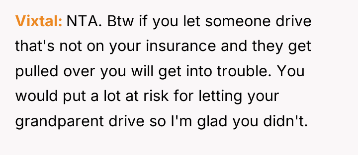 Vixtal NTA. Btw if you let someone drive that's not...
