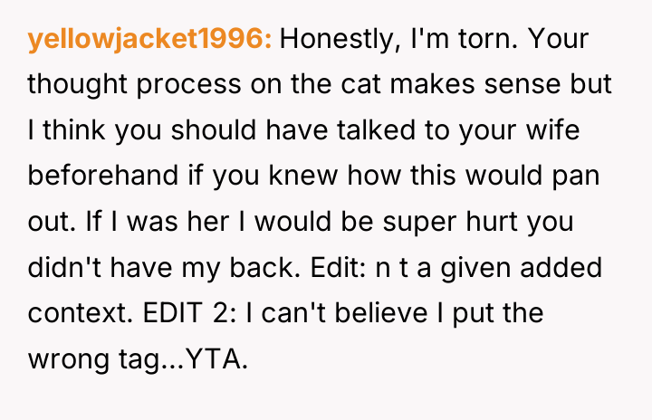 yellowjacket1996 Honestly, I'm torn. Your thought process on the cat...