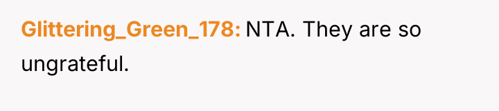 Glittering_Green_178 NTA. They are so ungrateful.