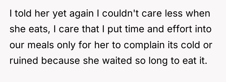 I told her yet again I couldn't care less when...