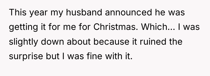 This year my husband announced he was getting it for...