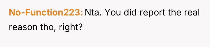No-Function223 Nta. You did report the real reason tho, right?