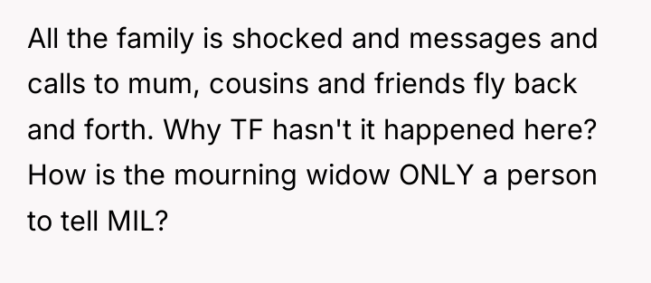 All the family is shocked and messages and calls to...
