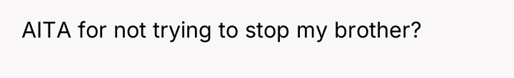AITA for not trying to stop my brother?