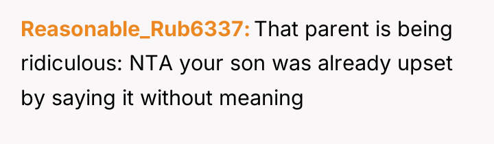 Reasonable_Rub6337 That parent is being ridiculous: NTA your son was...