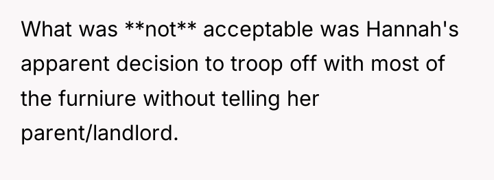 What was **not** acceptable was Hannah's apparent decision to troop...