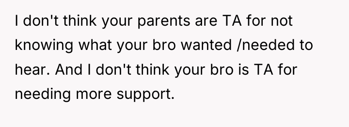 I don't think your parents are TA for not knowing...