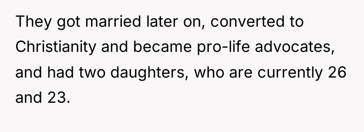 They got married later on, converted to Christianity and became...