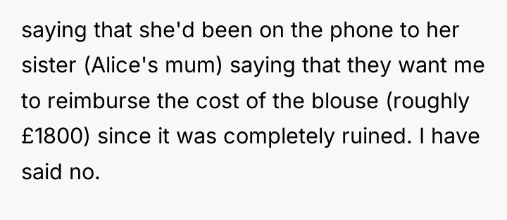 saying that she'd been on the phone to her sister...