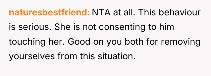 naturesbestfriend NTA at all. This behaviour is serious. She is...