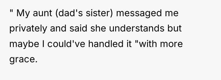 " My aunt (dad's sister) messaged me privately and said...